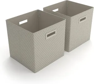 Martha Stewart Essential Collapsible Stackable Decorative Home Storage Cube Organization, Set of 2 Craft Cubes, Cottage Dot