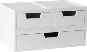 Martha Stewart Weston Stackable Wooden Storage Boxes with Pullout Drawers, Engineered Wood Storage Organizers, 3 Pack, White