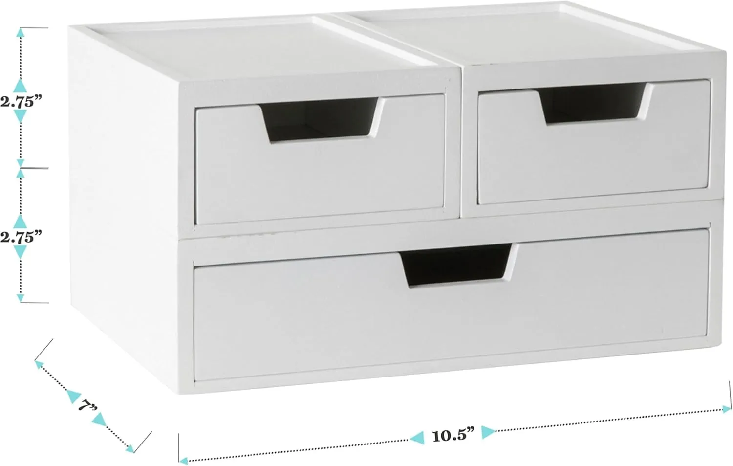 Martha Stewart Weston Stackable Wooden Storage Boxes with Pullout Drawers, Engineered Wood Storage Organizers, 3 Pack, White