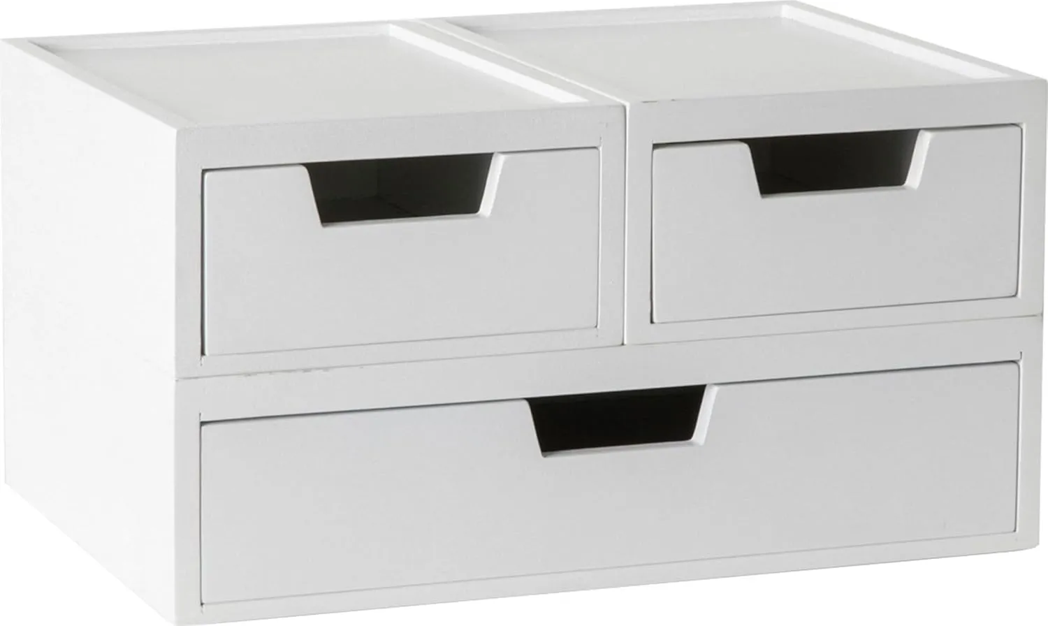 Martha Stewart Weston Stackable Wooden Storage Boxes with Pullout Drawers, Engineered Wood Storage Organizers, 3 Pack, White