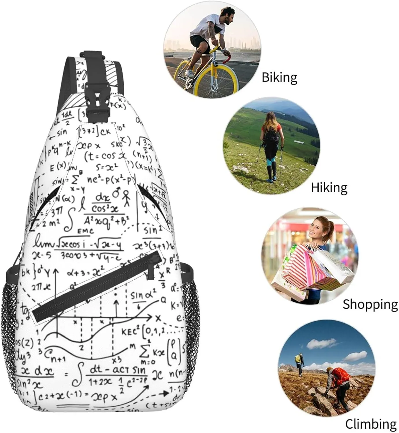Math Crossbody Bag Funny Math Shoulder Bag Backpack Mathematics Sling Bag Mathematics Chest Casual Daypack Bag