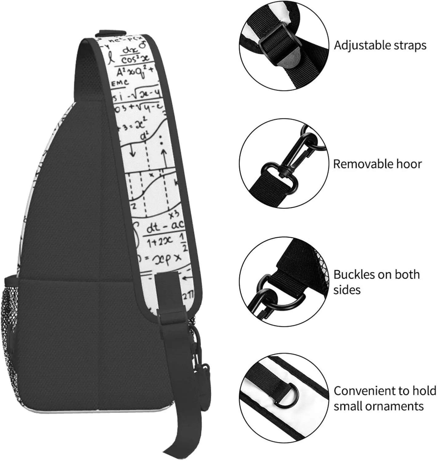 Math Crossbody Bag Funny Math Shoulder Bag Backpack Mathematics Sling Bag Mathematics Chest Casual Daypack Bag