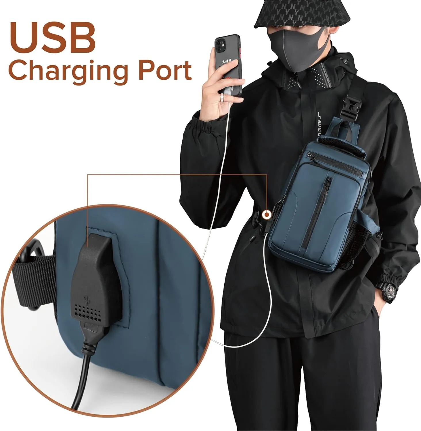 MAYMOONER Anti Theft Crossbody Backpack Shoulder Sling Bag Men Women One Strap Motorcycle Messenger Bag Daypack for Cycling