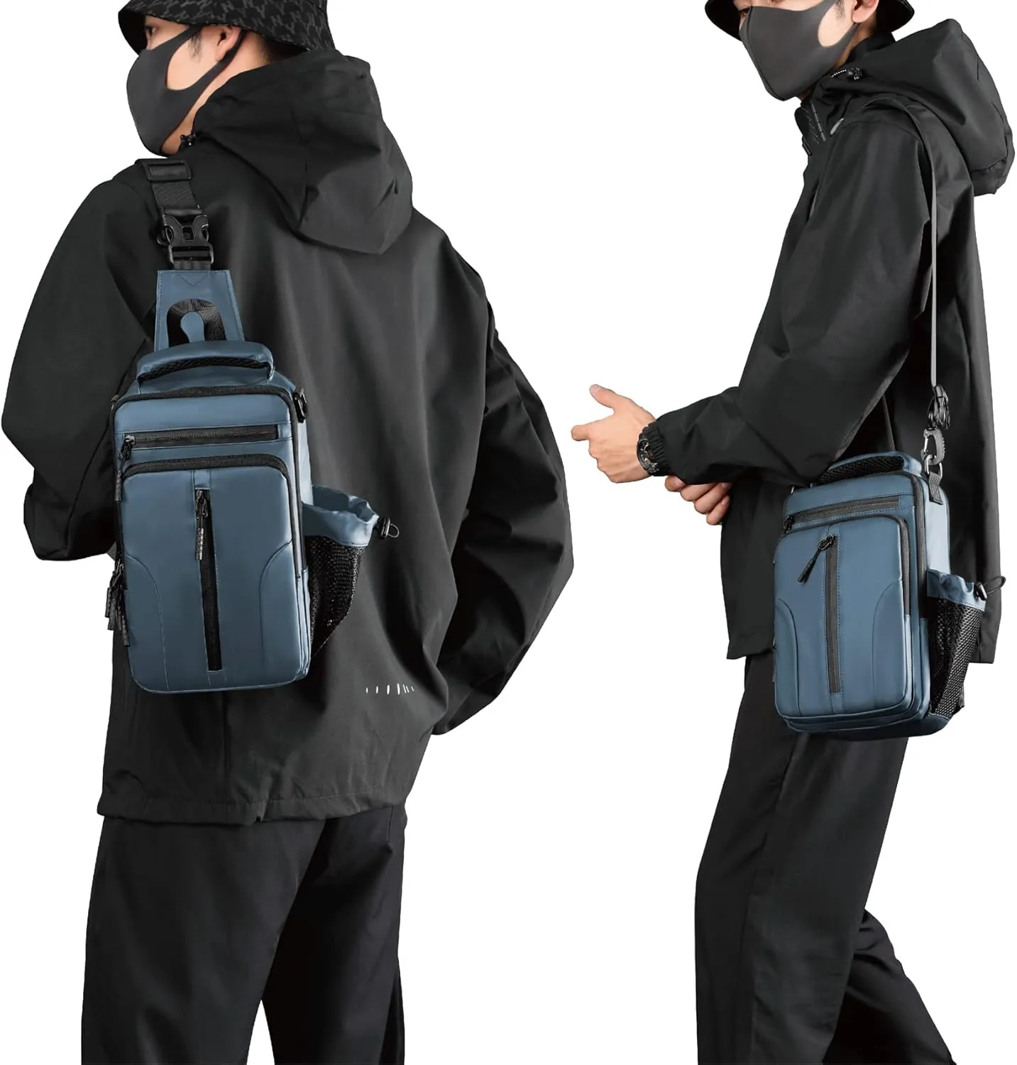 MAYMOONER Anti Theft Crossbody Backpack Shoulder Sling Bag Men Women One Strap Motorcycle Messenger Bag Daypack for Cycling