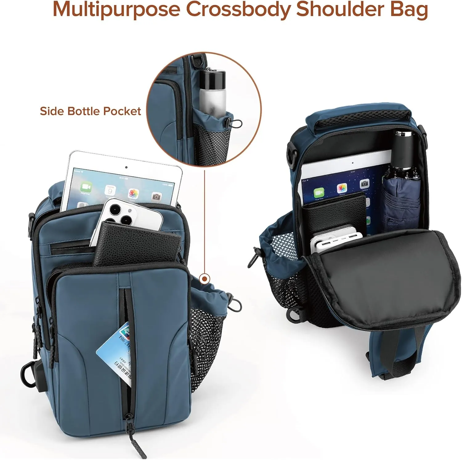 MAYMOONER Anti Theft Crossbody Backpack Shoulder Sling Bag Men Women One Strap Motorcycle Messenger Bag Daypack for Cycling