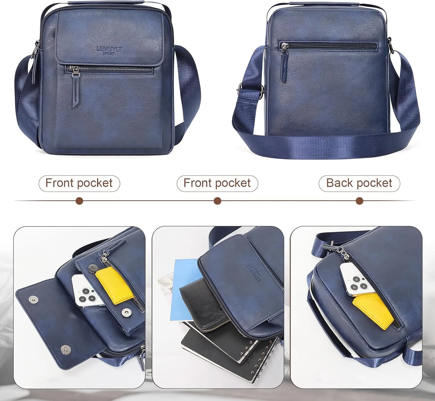 Medium & Small Crossbody bag for men shoulder bag mens purse satchel leather messenger bag gift