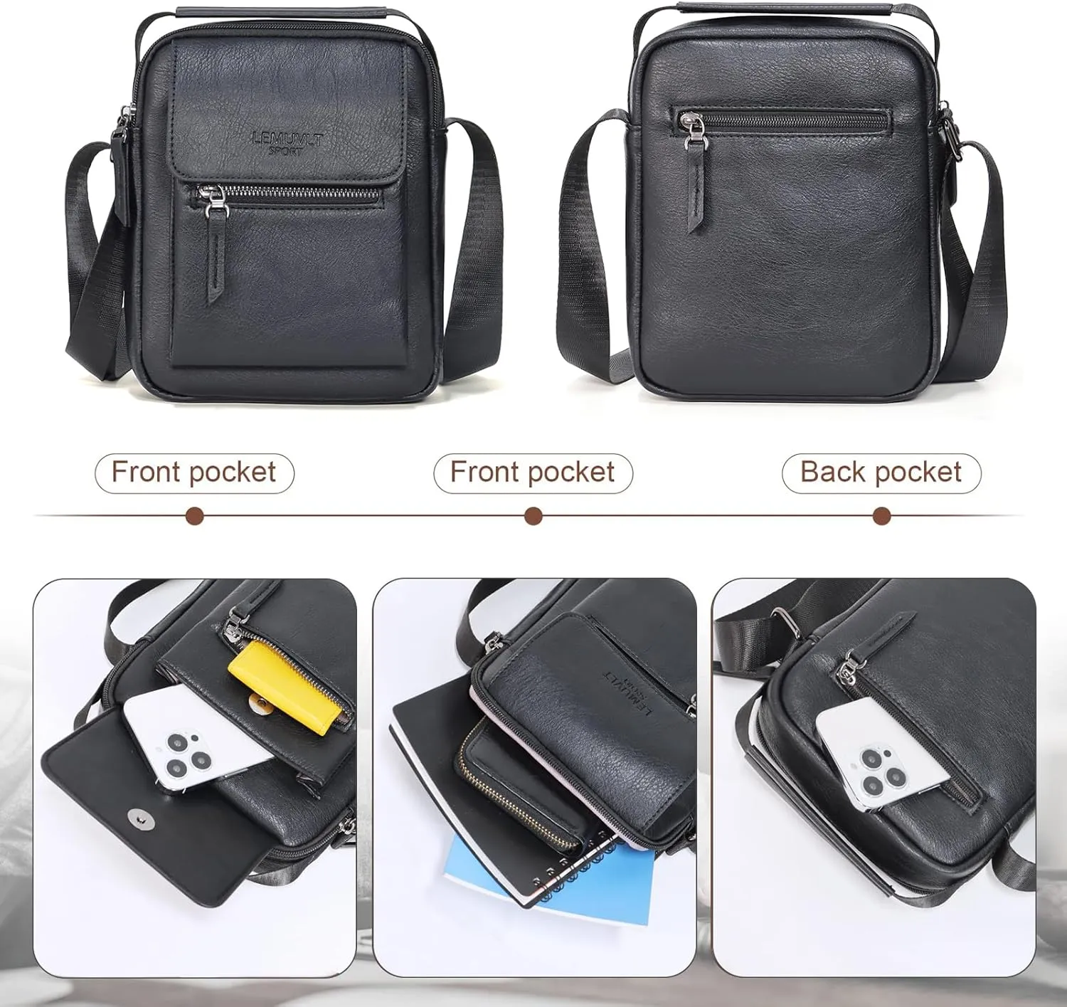 Medium & Small Crossbody bag for men shoulder bag mens purse satchel leather messenger bag gift