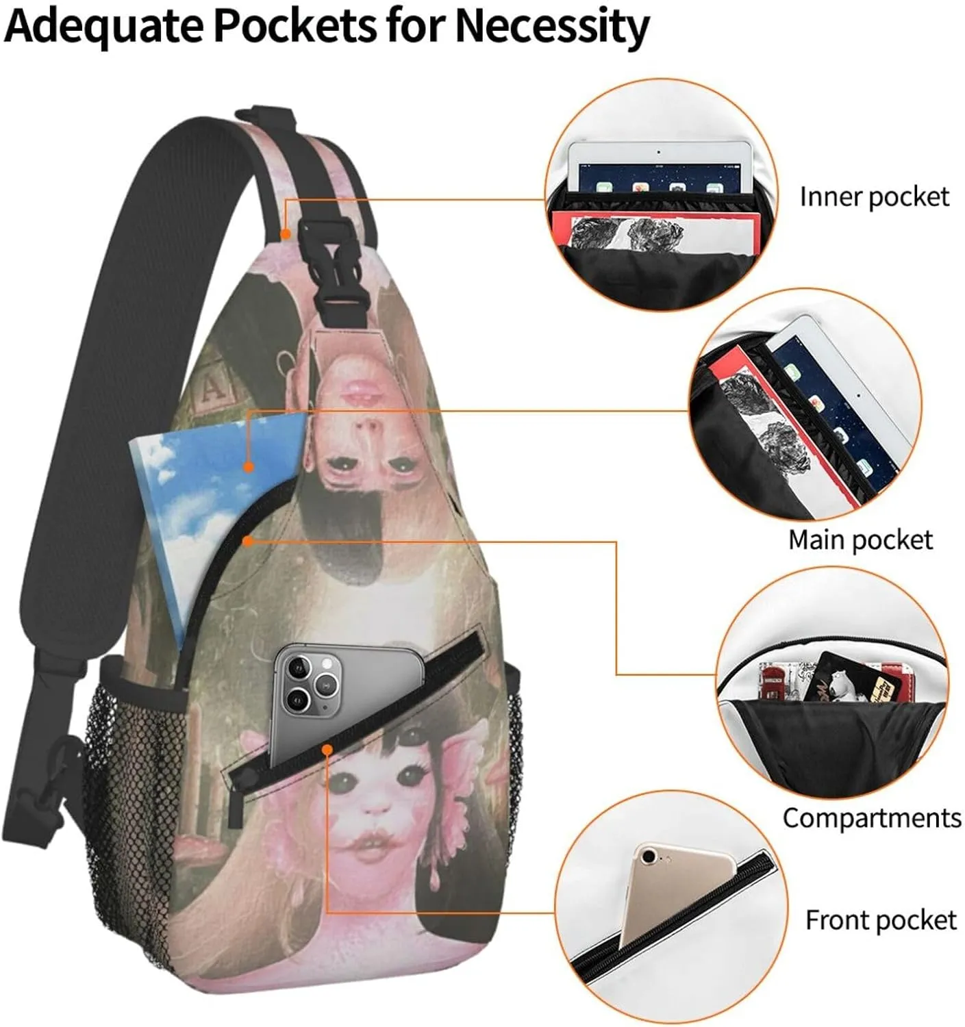 Mela-nie Martinez Crossbody Sling Backpack Sling Bag Multipurpose Travel Hiking Chest Bag Daypack One Size