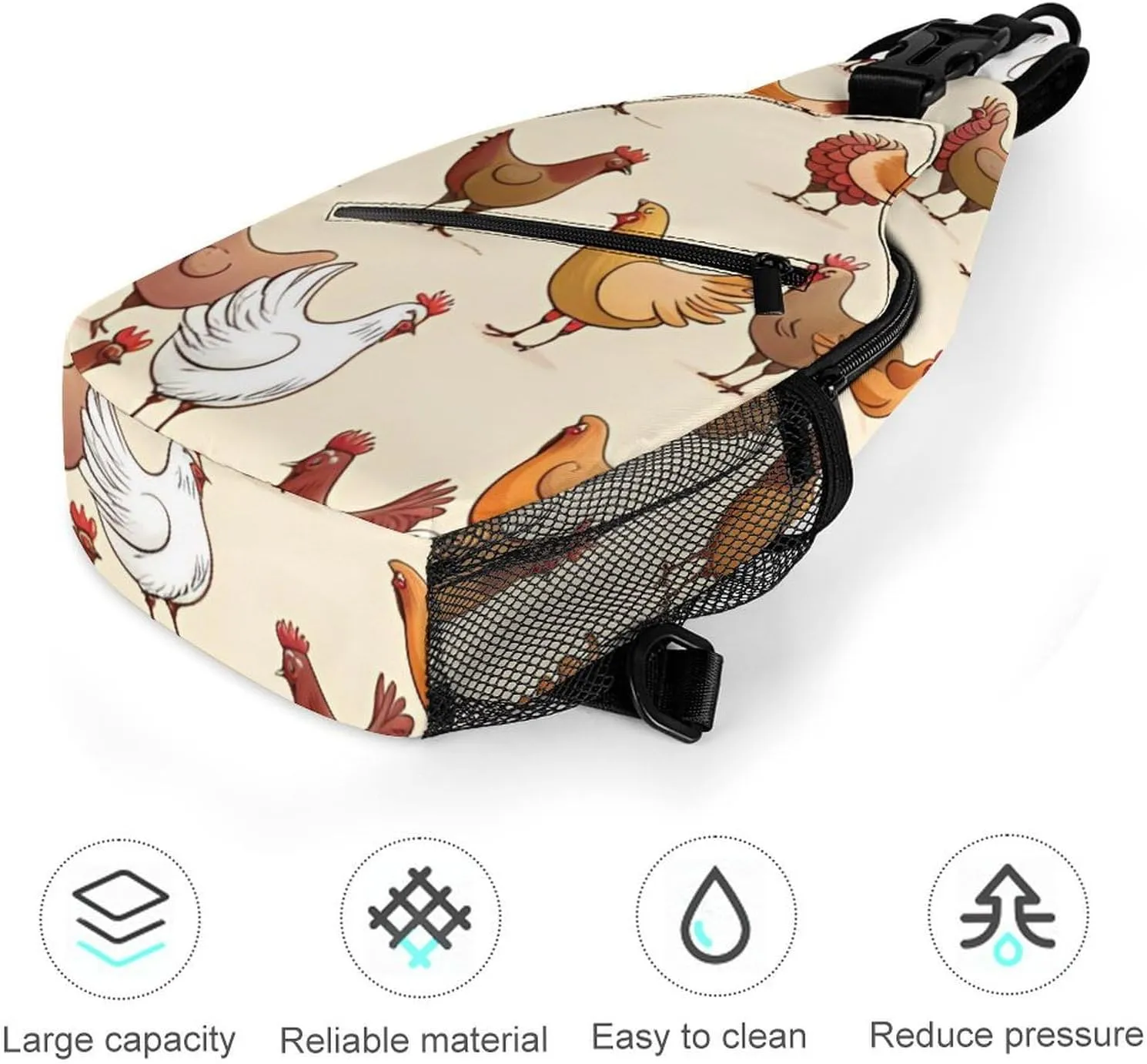 Men & Women Sling Shoulder Backpack Outdoor Sport Daypack Travel Bag - Anti-Theft Multipurpose Tote Bags, A Brood Of Chickens Art Triangle Sling Shoulder Backpacks Bag