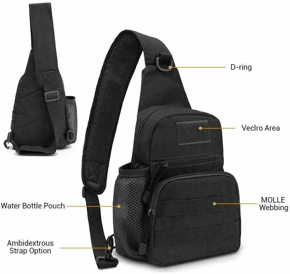 Men Backpack Molle Tactical Sling Chest Bag Assault Pack Messenger Shoulder Bag For Outdoor Casual Hiking Camping