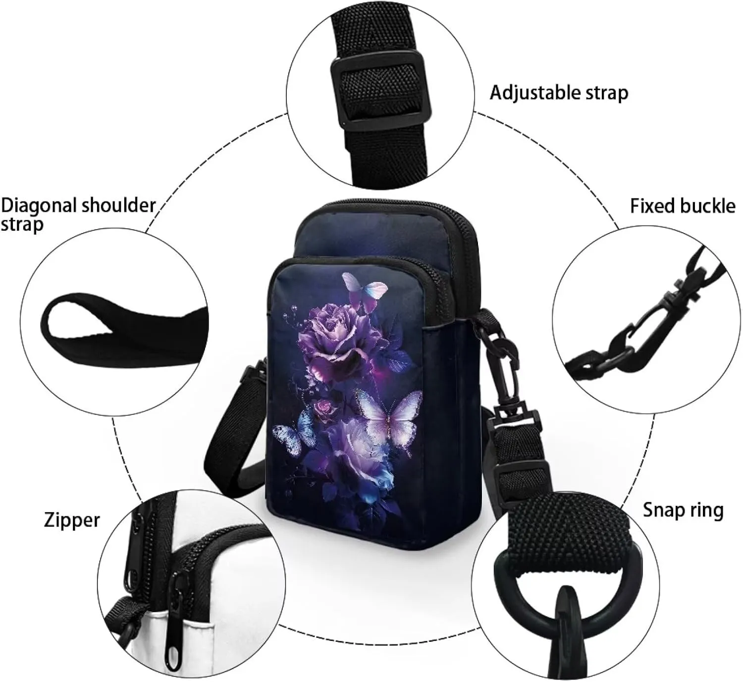 Men's 2 Layer Cross Body Bag Travel Passport Wallet Messenger Sling Bags