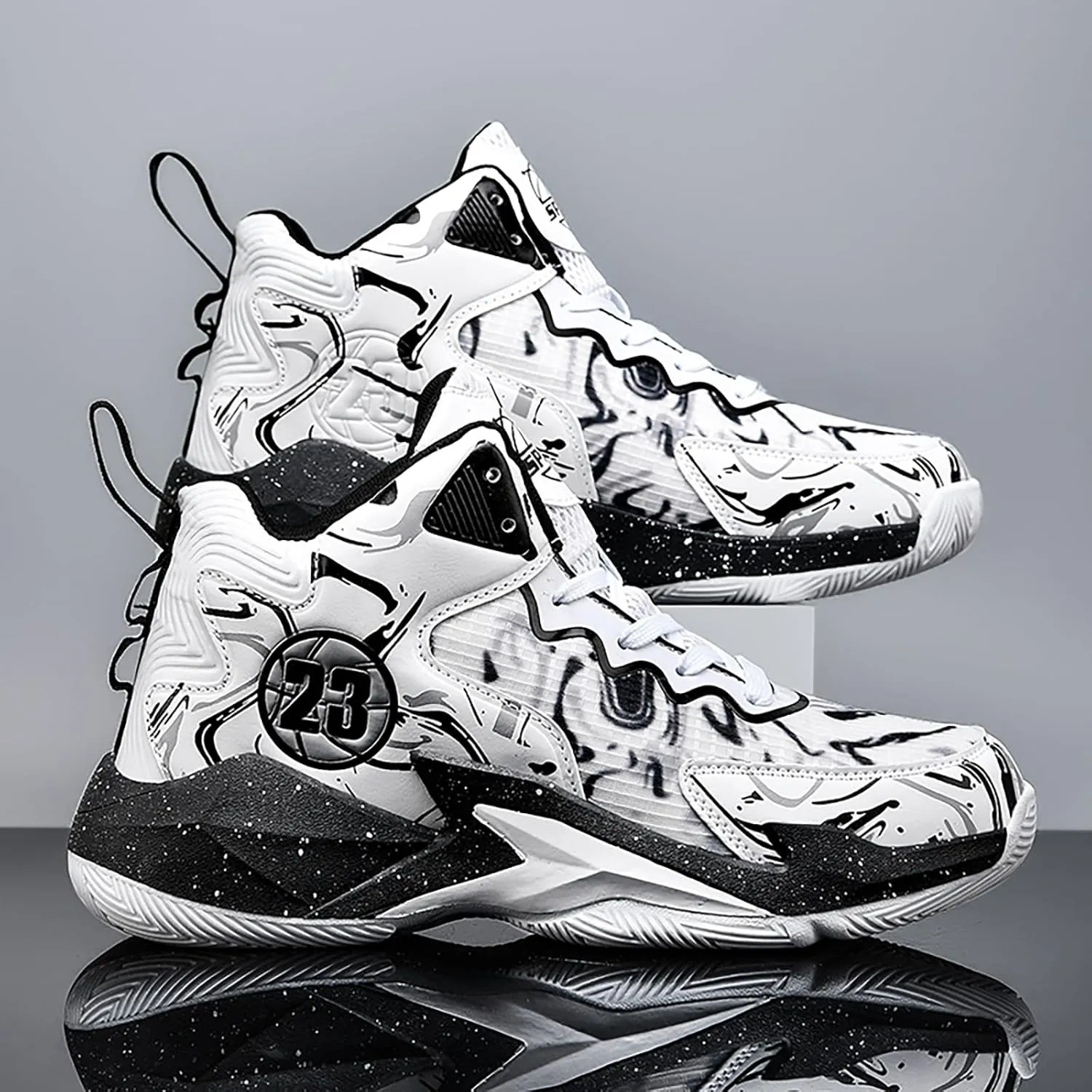 Men's Basketball Shoes No-Slip Breathable Outdoor Shoes for Women Fashion Graffiti Training Shoes