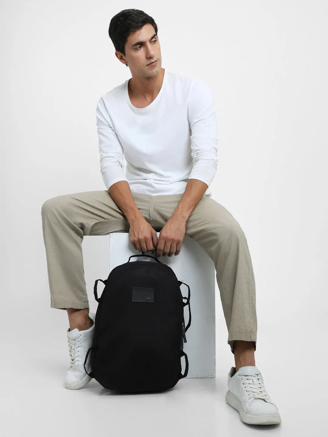 Men's Black Water Repellent Travel Backpack with adjustable shoulder strap