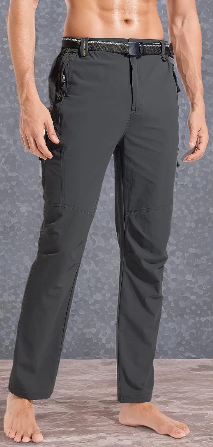 Men's Hiking Cargo Pants Quick-Dry Outdoor Water Resistant Lightweight Mountain Breathable Zipper Pocket Work Pants