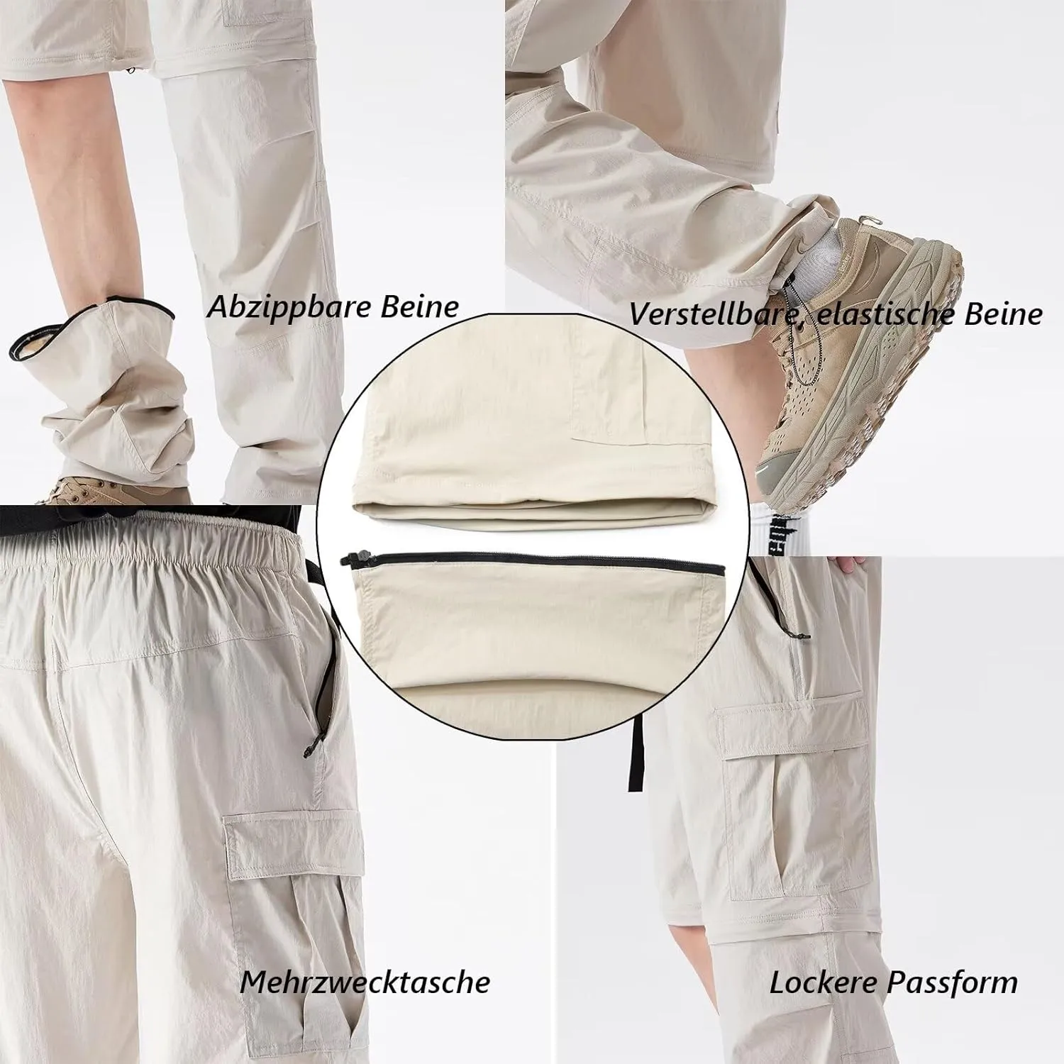 Men's Hiking Pants Convertible Quick Dry Zip Off Outdoor Pants Summer Breathable Trekking Pants Cargo Pants