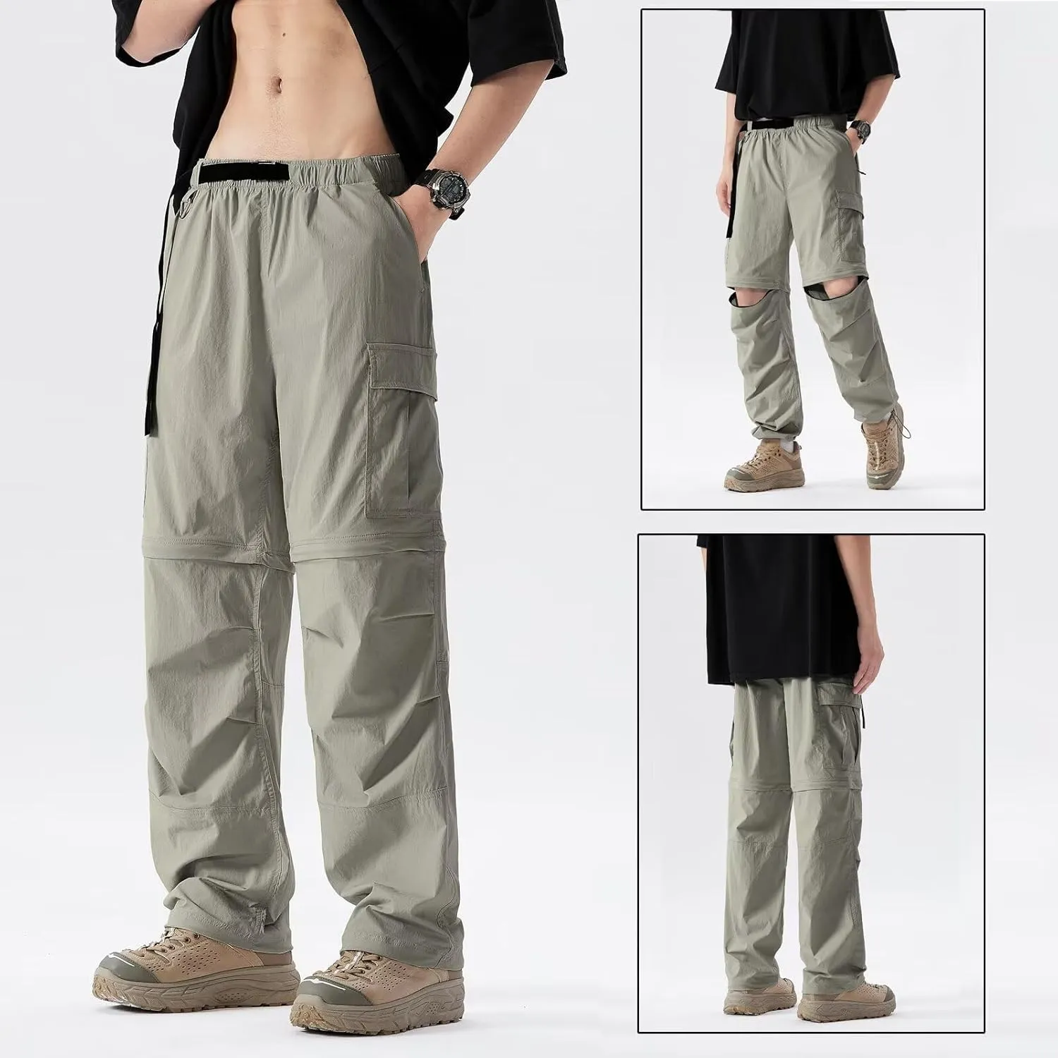 Men's Hiking Pants Convertible Quick Dry Zip Off Outdoor Pants Summer Breathable Trekking Pants Cargo Pants