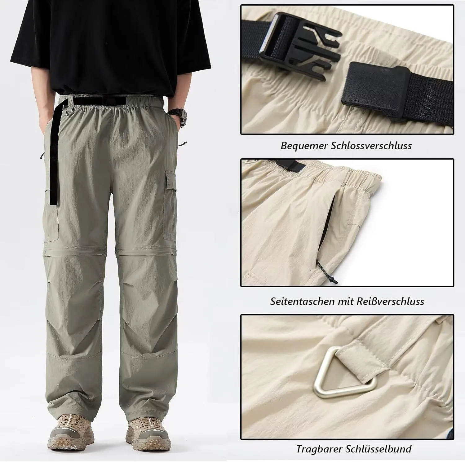 Men's Hiking Pants Convertible Quick Dry Zip Off Outdoor Pants Summer Breathable Trekking Pants Cargo Pants