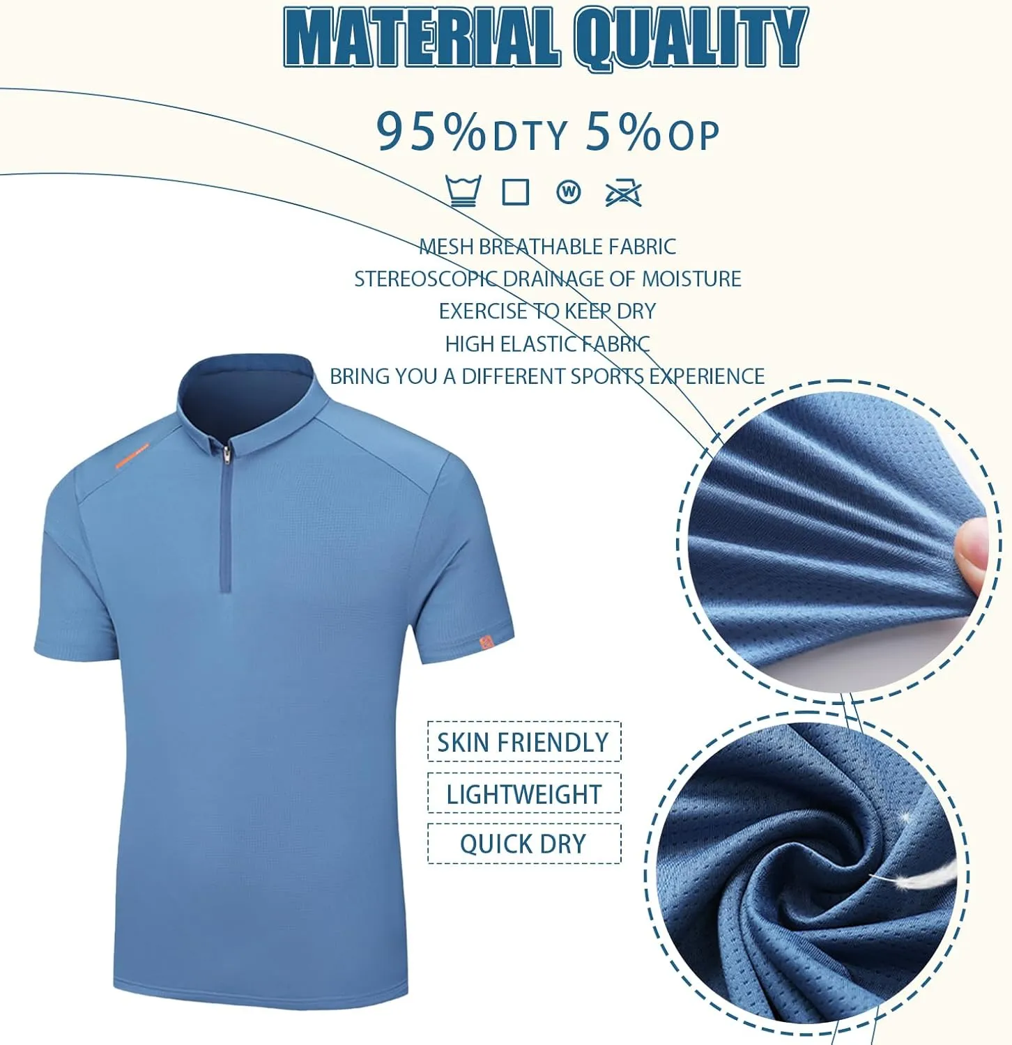 Men's Ice Silk T-Shirt Casual Outdoor Lightweight Quick Dry Golf Shirt Breathable Sports Short Sleeve