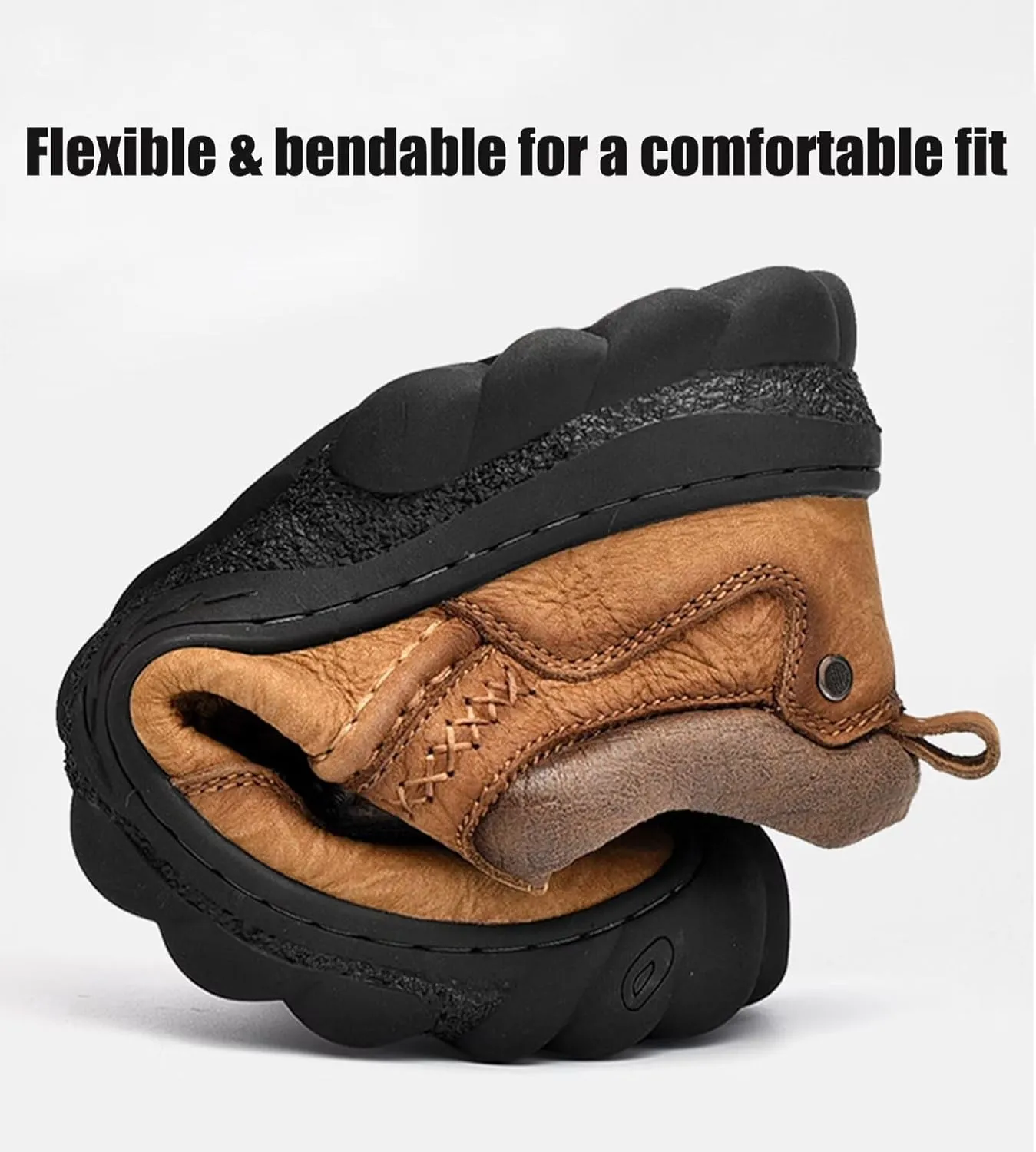 Mens Leather Hiking Shoes Breathable Outdoor Walking Trekking Shoes Spring Summer Autumn