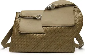 Men's woven bag, leather handbag, suitable for men's and women's crossbody top handling satchel, tote bag purse handbag