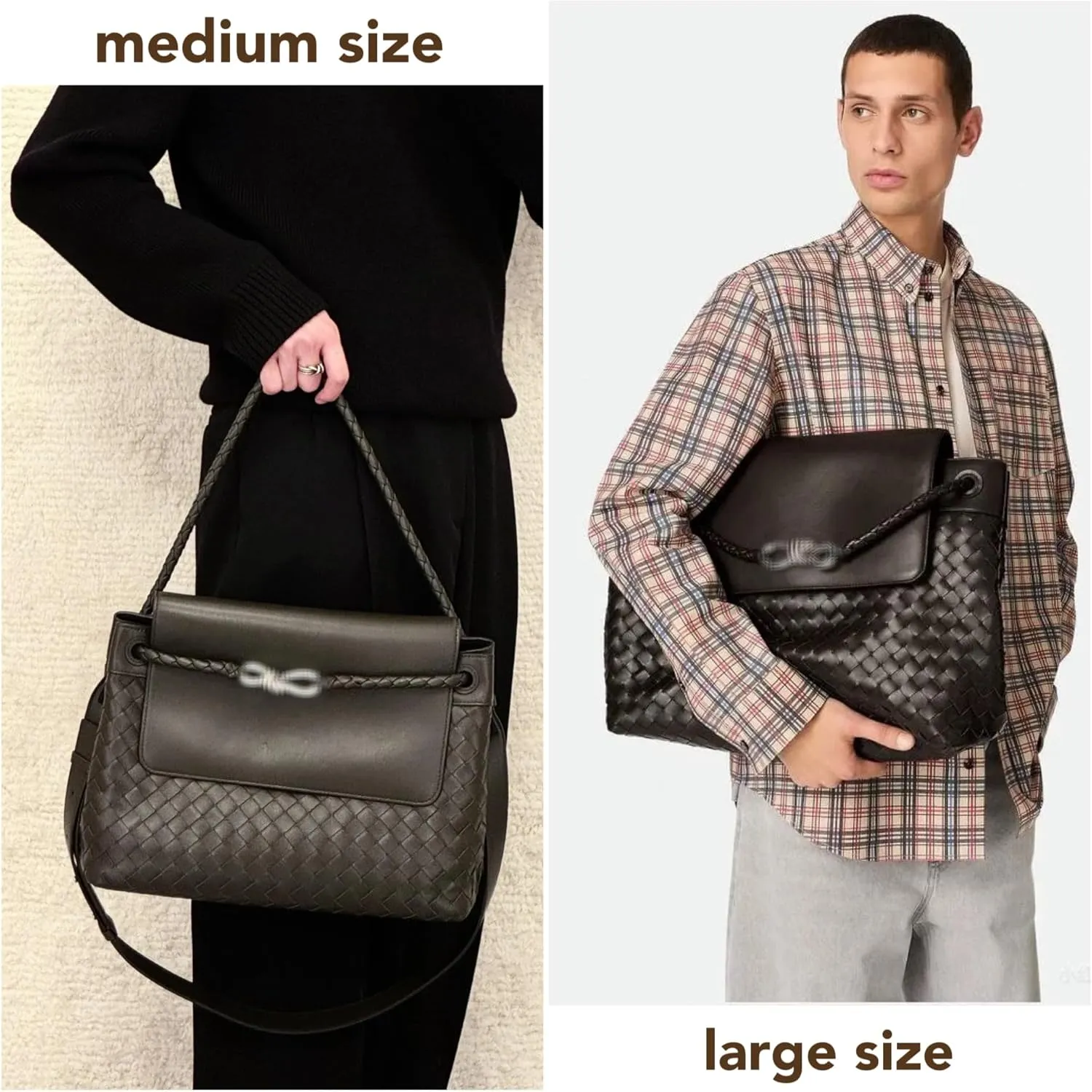 Men's woven bag, leather handbag, suitable for men's and women's crossbody top handling satchel, tote bag purse handbag