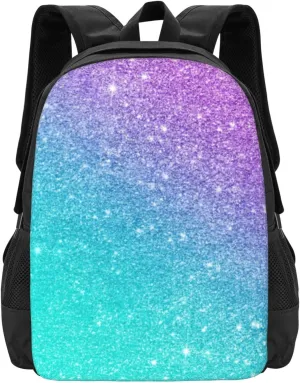 Mermaid Purple Blue Chic Glitter Lightweight Packable Backpack Travel Casual Hiking Daypack Foldable Backpack For Men Women