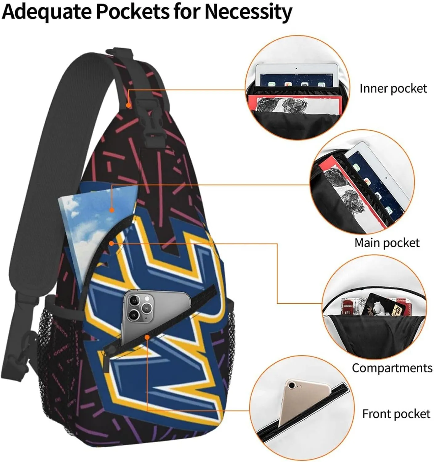 Merrimack College Small Crossbody Backpack Sling Bag For Men Women Mini One Shoulder Chest Bags Gym Sport Travel Hiking Daypack