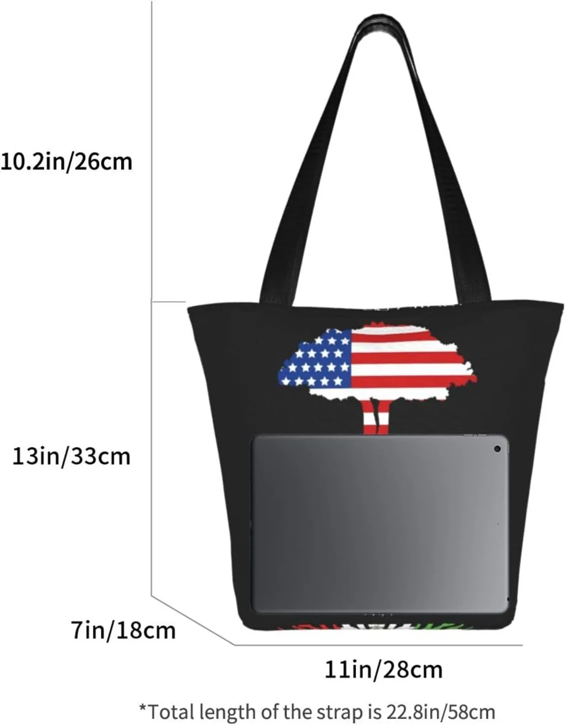 Mexican American Flag Women's Tote Bag Lightweight Shoulder Bag Shopping Handbag Large Capacity Handbag With Zipper