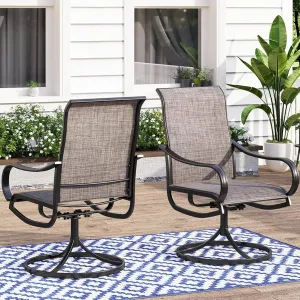 MFSTUDIO Swivel Patio Dining Chairs Set of 2, Outdoor Dining Chairs with Breathable Quick-Drying Textilene Fabric & Sturdy Metal Frame, All Weather Outdoor Furniture Chairs for Deck, Bistro, and Lawn