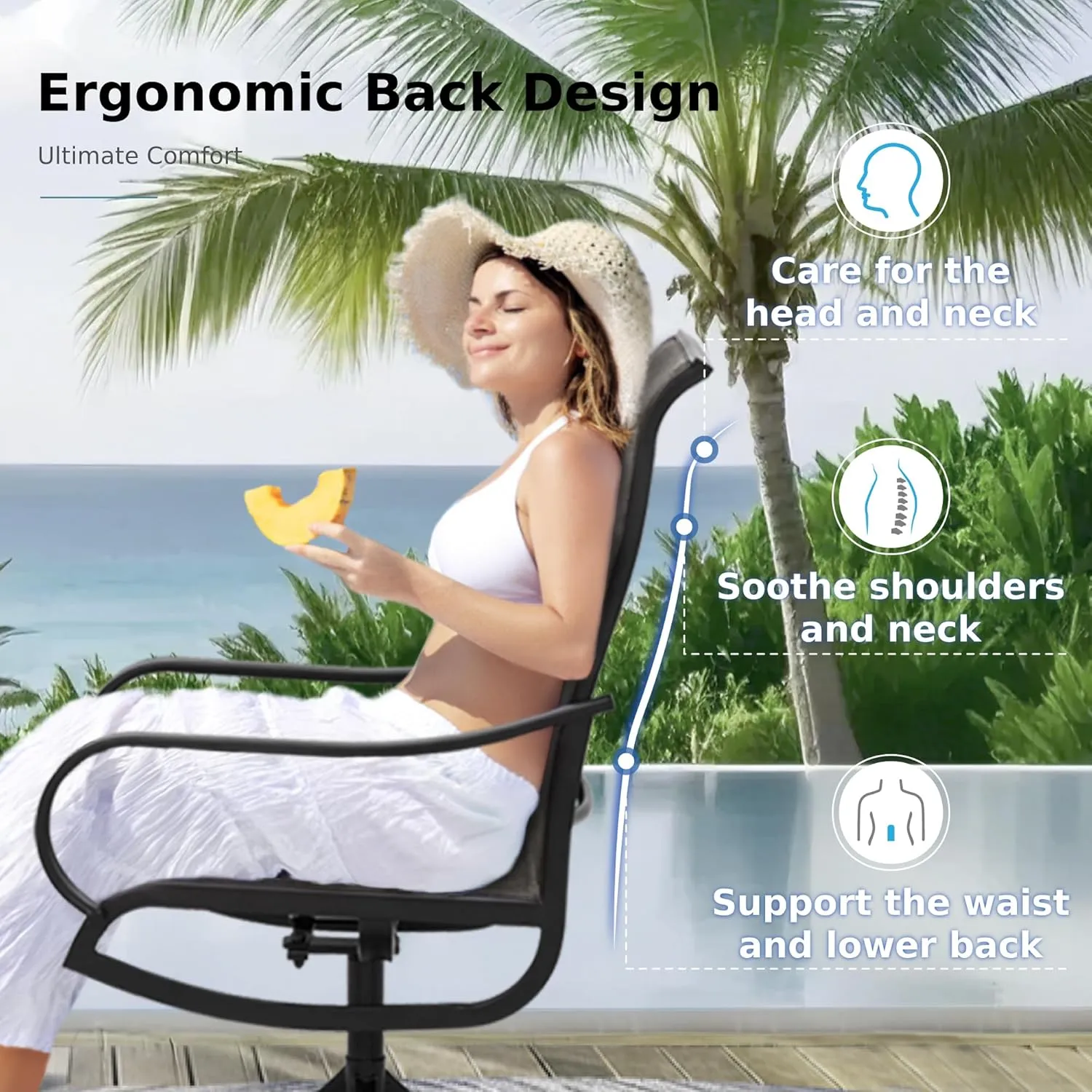MFSTUDIO Swivel Patio Dining Chairs Set of 2, Outdoor Dining Chairs with Breathable Quick-Drying Textilene Fabric & Sturdy Metal Frame, All Weather Outdoor Furniture Chairs for Deck, Bistro, and Lawn