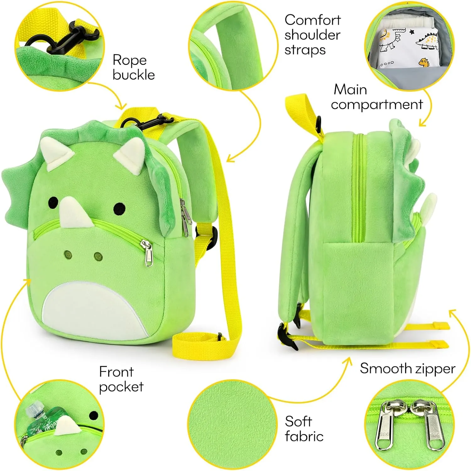 mibasies Toddler Backpacks for Girls 2-4: Plush Backpack -3D Animal Cartoon Mini Travel Bag -10 inch Toddler Backpack Leash