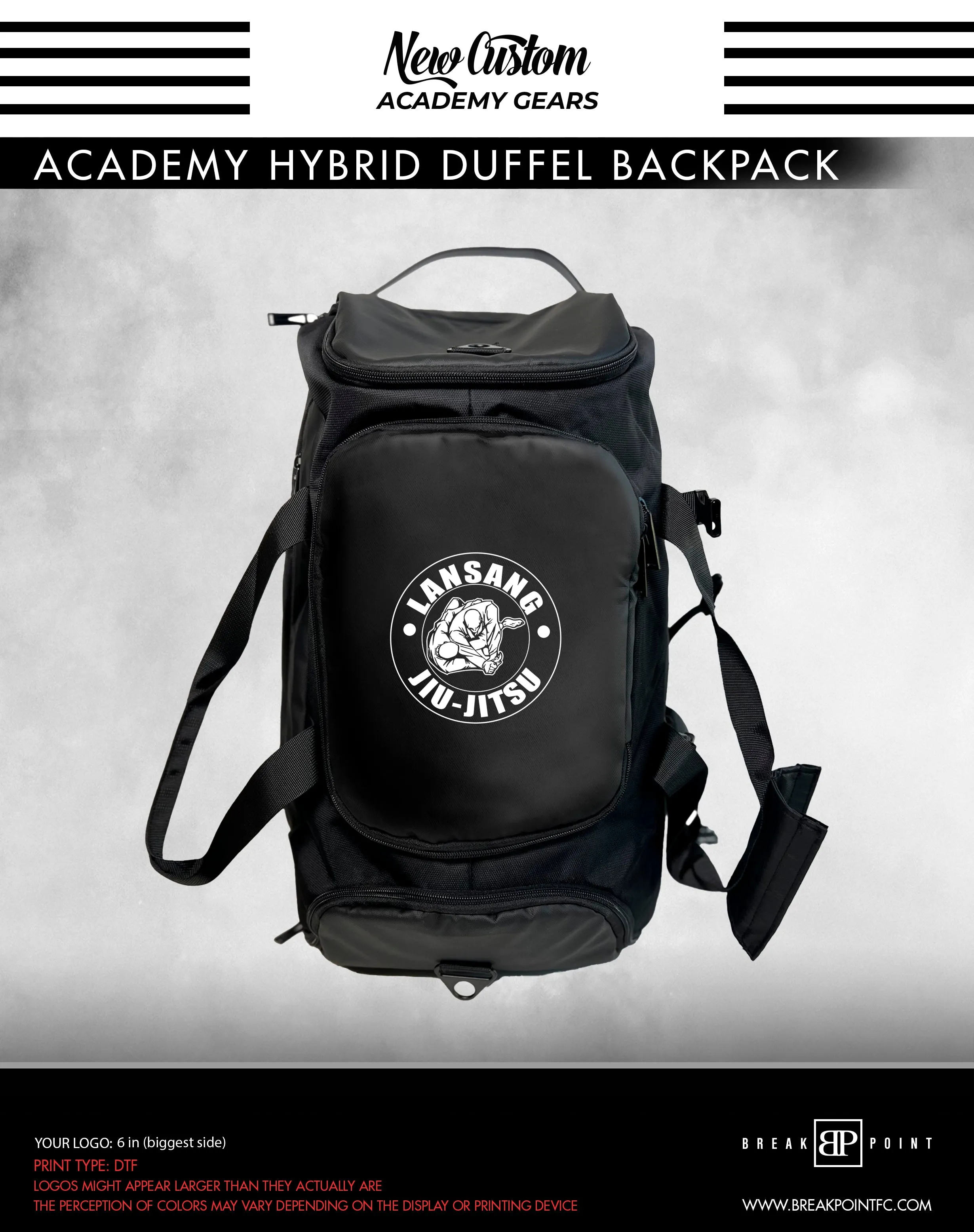 Mike Lansang BJJ Academy Hybrid Duffel Backpack #080 B