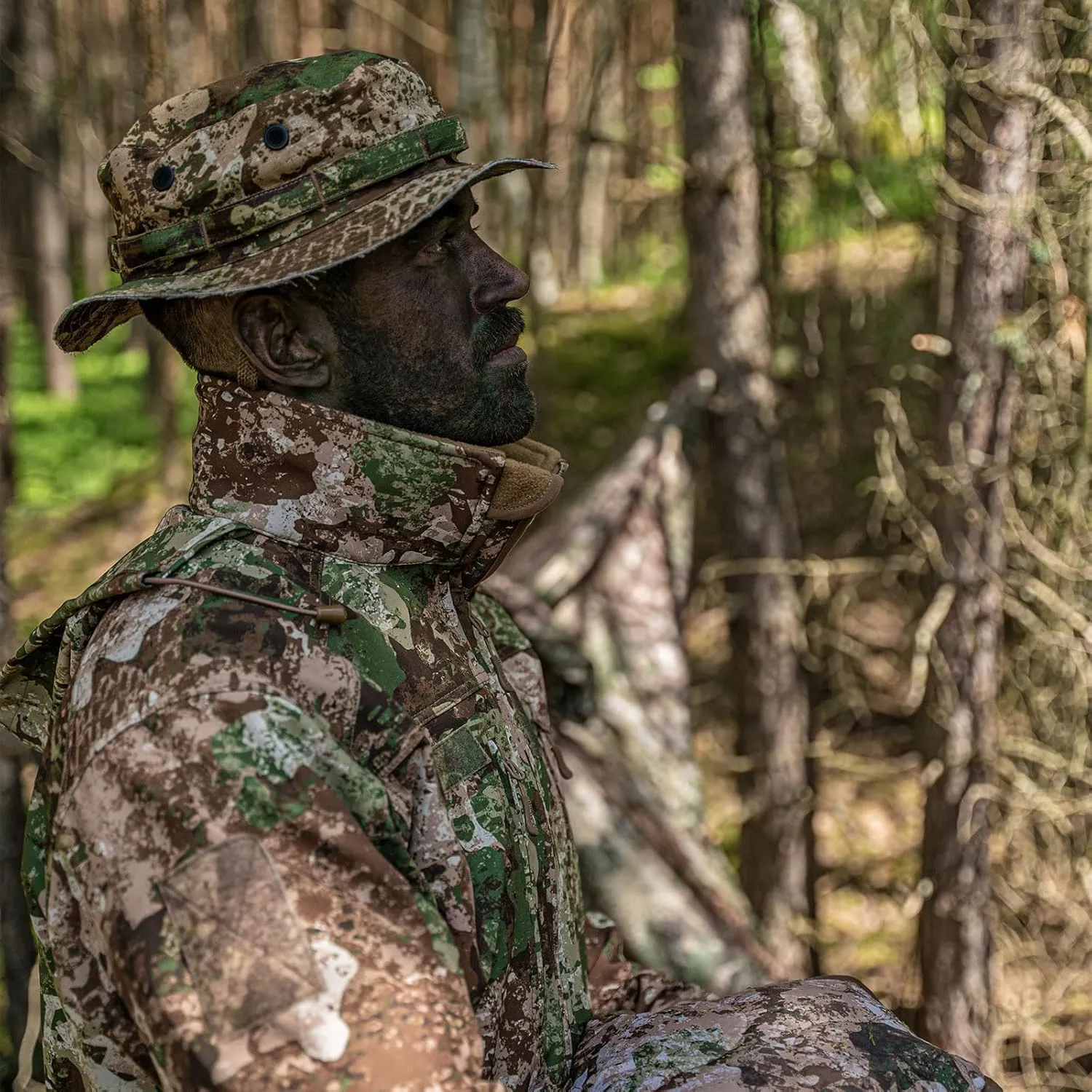 Mil-Tec Unisex Trilaminate Boonie Hat - Waterproof Breathable Tactical Outdoor Vented Wide Brim Hat w/Adjustable Chin Strap