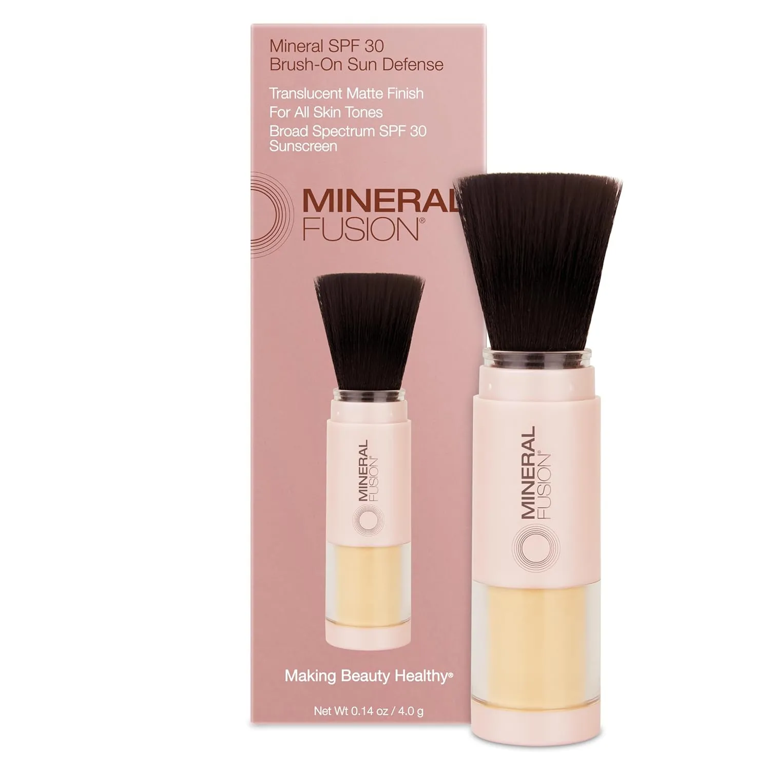 Mineral Fusion Brush-On Powder Sunscreen for Face, SPF 30, Invisible Mineral Sunscreen, UVA UVB protection, Non Toxic and Hypoallergenic, 0.14 oz