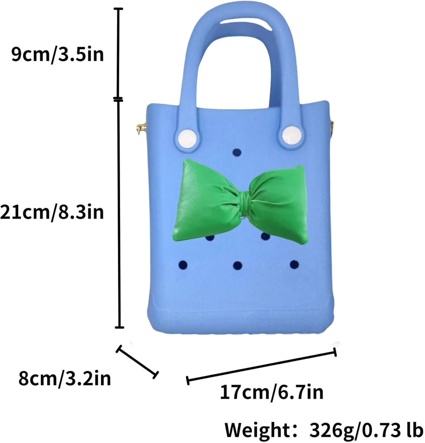 Mini Rubber tote bag, Rubber Beach Tote, Lightweight Washable Tote for Beach Pool Travel (Blue Green)