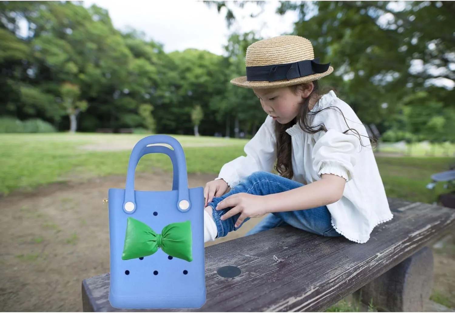Mini Rubber tote bag, Rubber Beach Tote, Lightweight Washable Tote for Beach Pool Travel (Blue Green)
