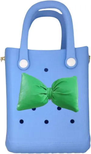 Mini Rubber tote bag, Rubber Beach Tote, Lightweight Washable Tote for Beach Pool Travel (Blue Green)