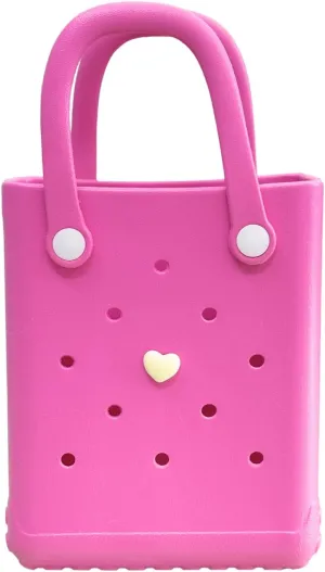 Mini Rubber tote bag, Rubber Beach Tote, Lightweight Washable Tote for Beach Pool Travel