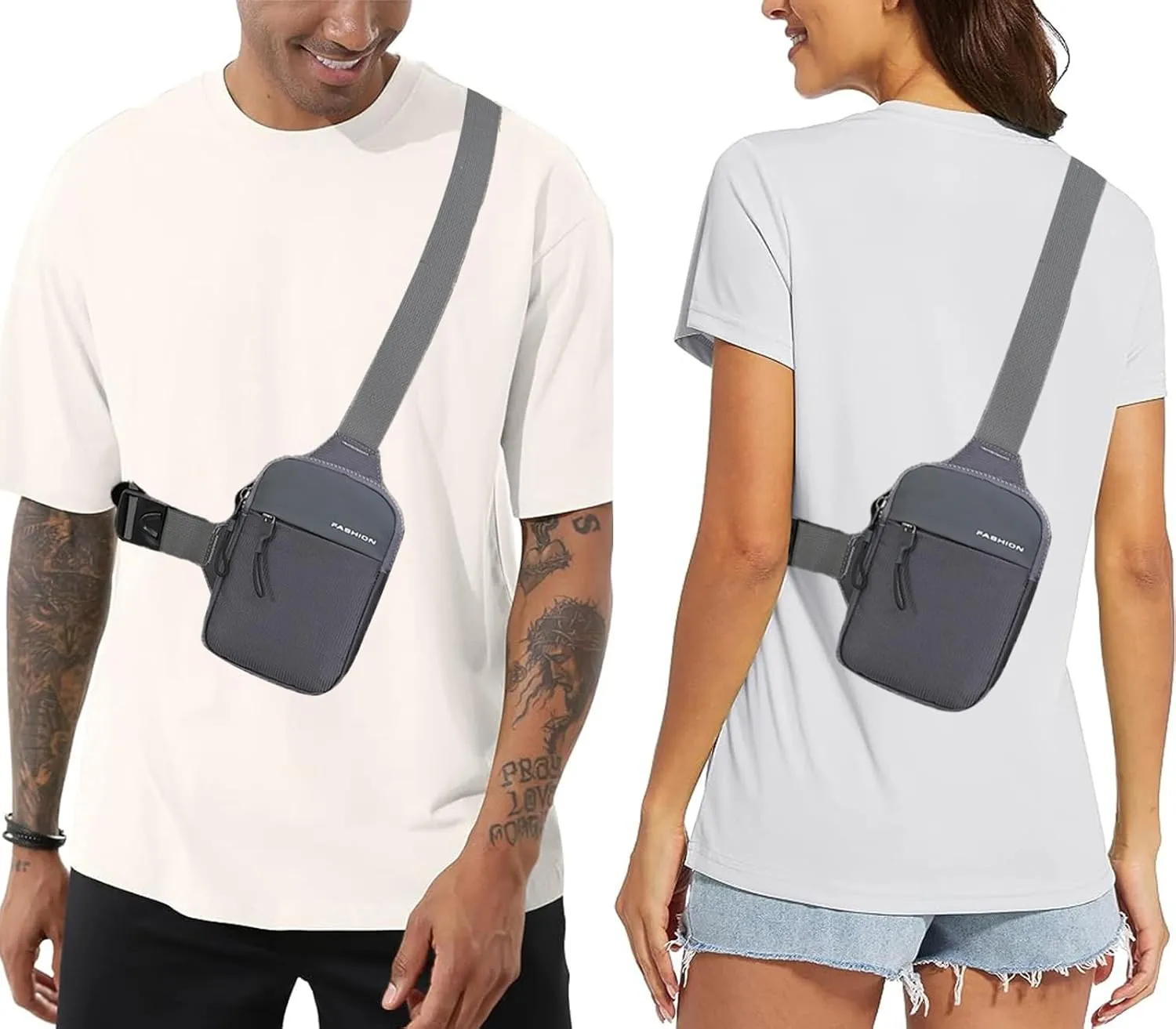 Mini Sling Bag Men Small Crossbody Bag Women Fanny Packs Casual Phone Chest Bag Waterproof Slim Personal Pocket Bag Backpack for Travel Hiking
