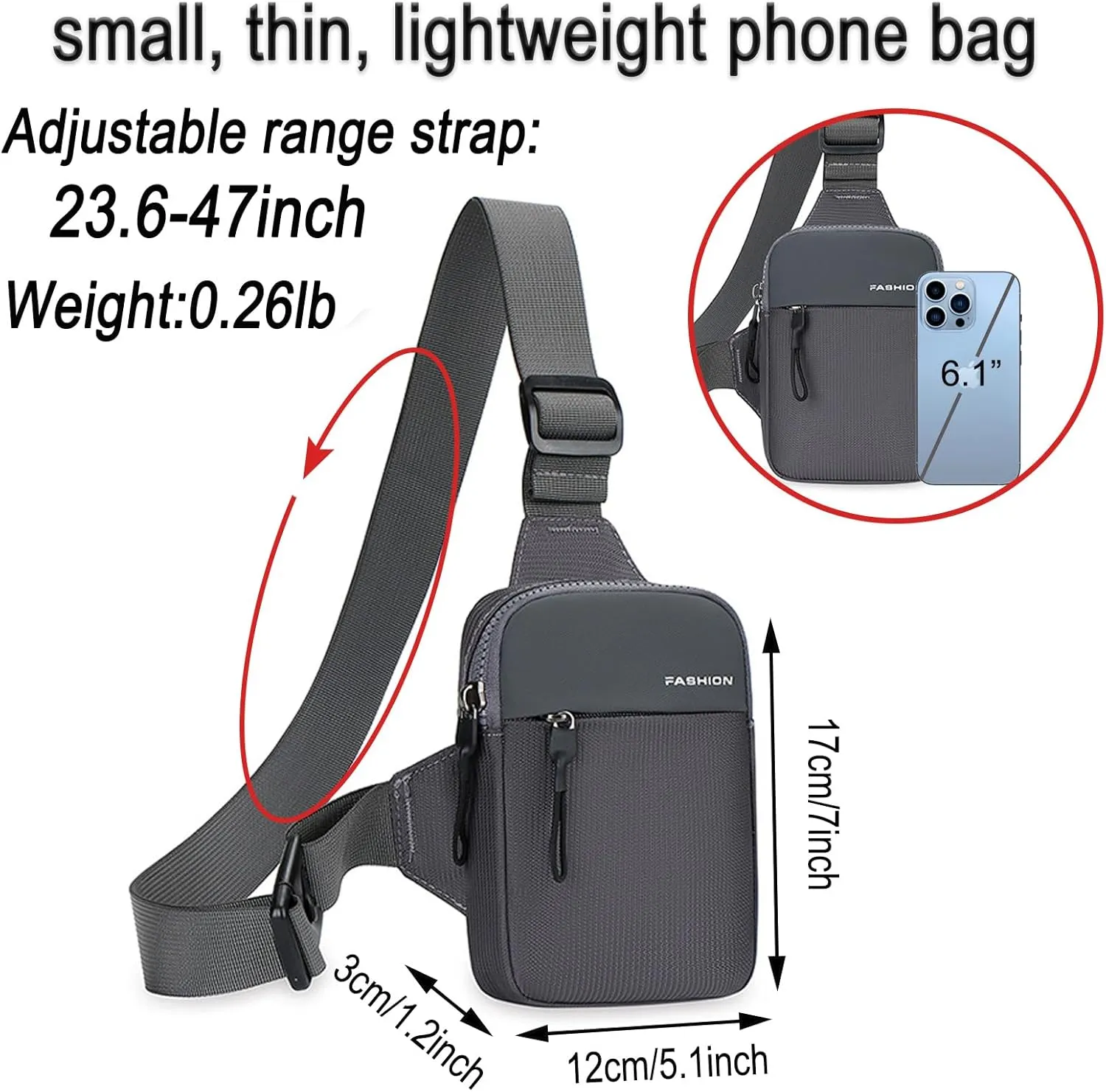 Mini Sling Bag Men Small Crossbody Bag Women Fanny Packs Casual Phone Chest Bag Waterproof Slim Personal Pocket Bag Backpack for Travel Hiking
