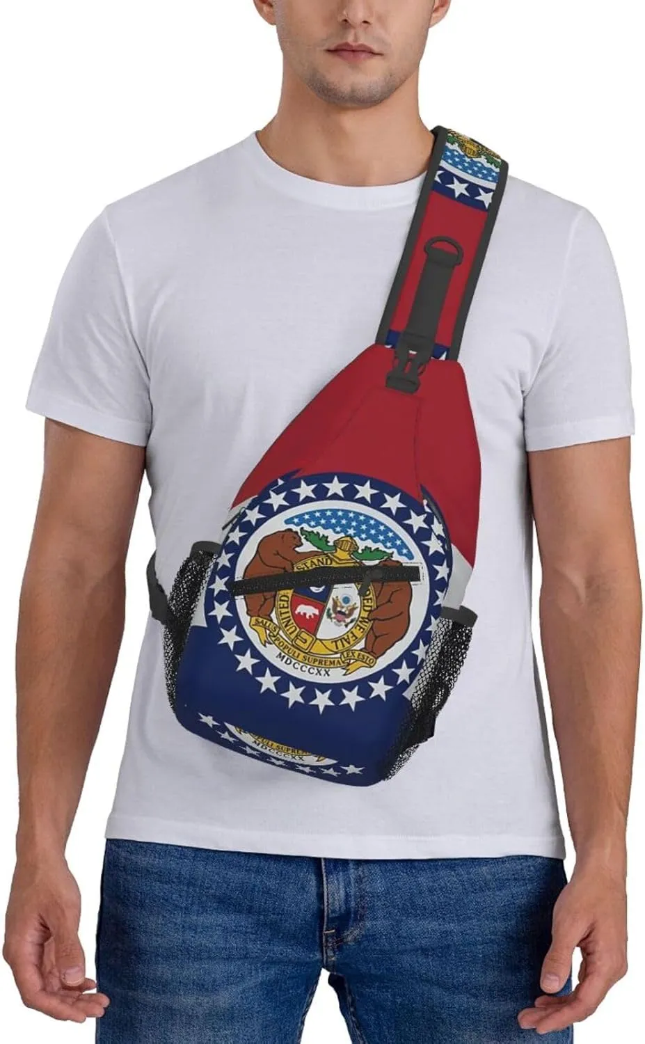 Missouri Flag Crossbody Backpack Dachshunds Dog Chest Bag Lightweight One Strap Backpack Multipurpose Travel Hiking For Men Women