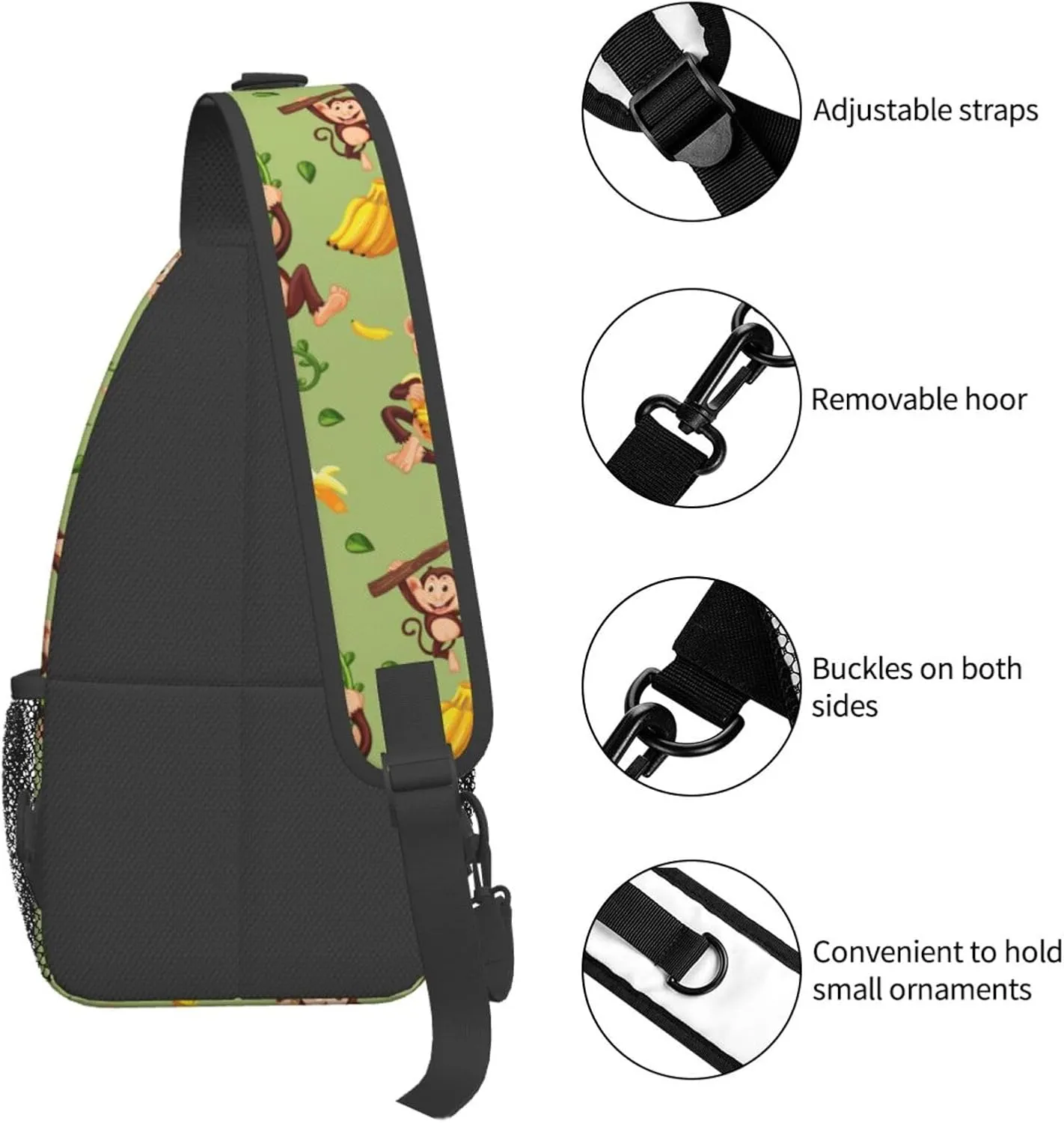 Monkey Shoulder Bag Cute Sling Backpack Daypack Casual Cute Animal Hiking Bag Monkey Backpack Bag Outdoor