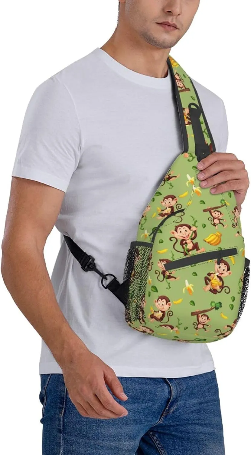 Monkey Shoulder Bag Cute Sling Backpack Daypack Casual Cute Animal Hiking Bag Monkey Backpack Bag Outdoor
