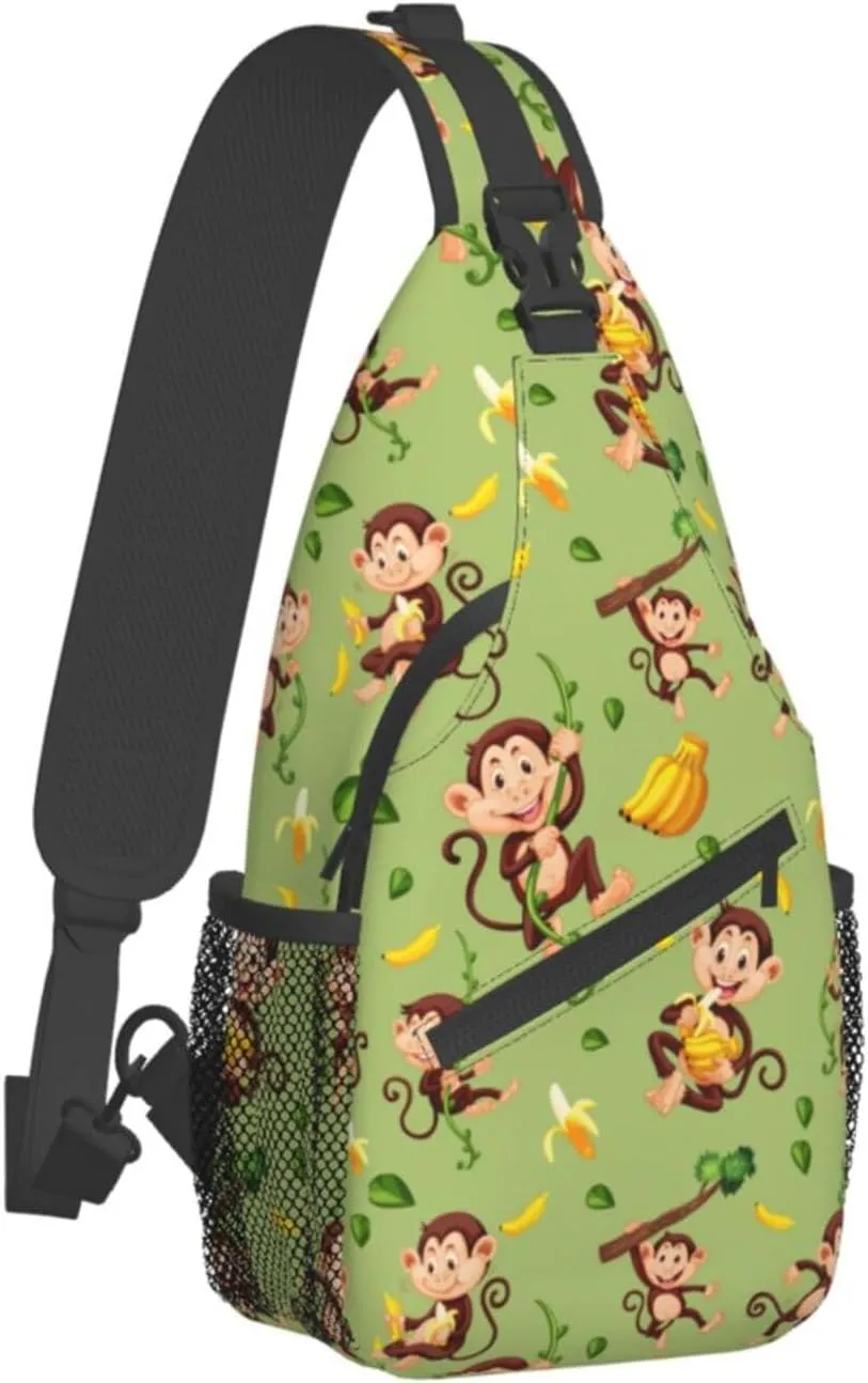 Monkey Shoulder Bag Cute Sling Backpack Daypack Casual Cute Animal Hiking Bag Monkey Backpack Bag Outdoor