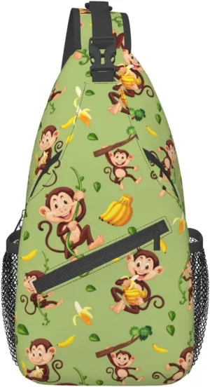Monkey Shoulder Bag Cute Sling Backpack Daypack Casual Cute Animal Hiking Bag Monkey Backpack Bag Outdoor