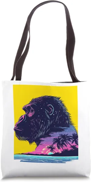 Monkey Tropical Vintage Vaporwave Primate Ape Wildlife Tote Bag