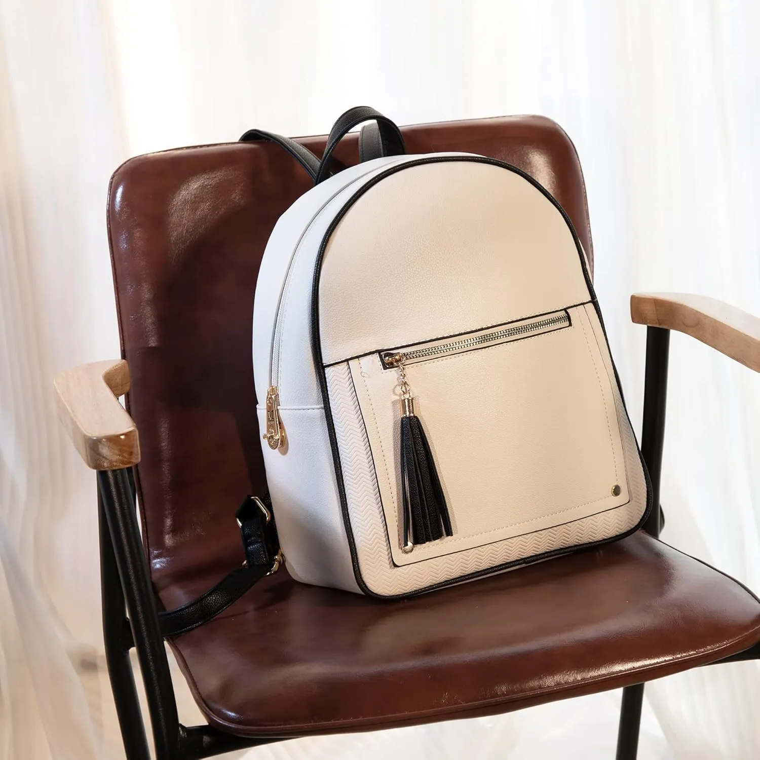 Montana West Medium Backpack Purse for Women Anti Theft Backpack with Secured Zipper & Tassel,MWC-1041BG-BK