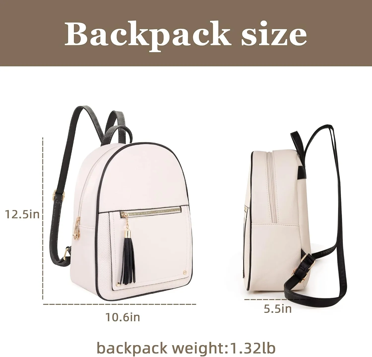 Montana West Medium Backpack Purse for Women Anti Theft Backpack with Secured Zipper & Tassel,MWC-1041BG-BK