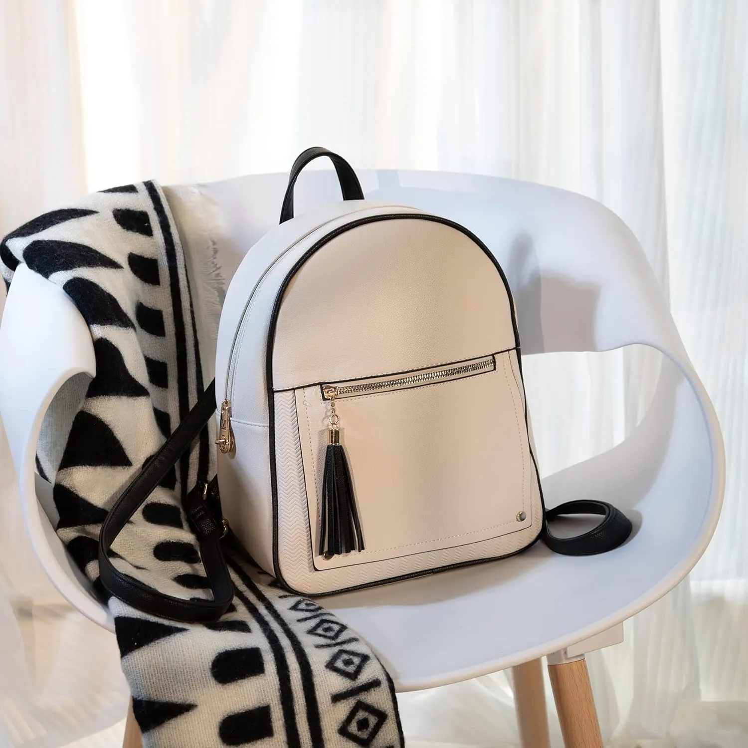Montana West Medium Backpack Purse for Women Anti Theft Backpack with Secured Zipper & Tassel,MWC-1041BG-BK