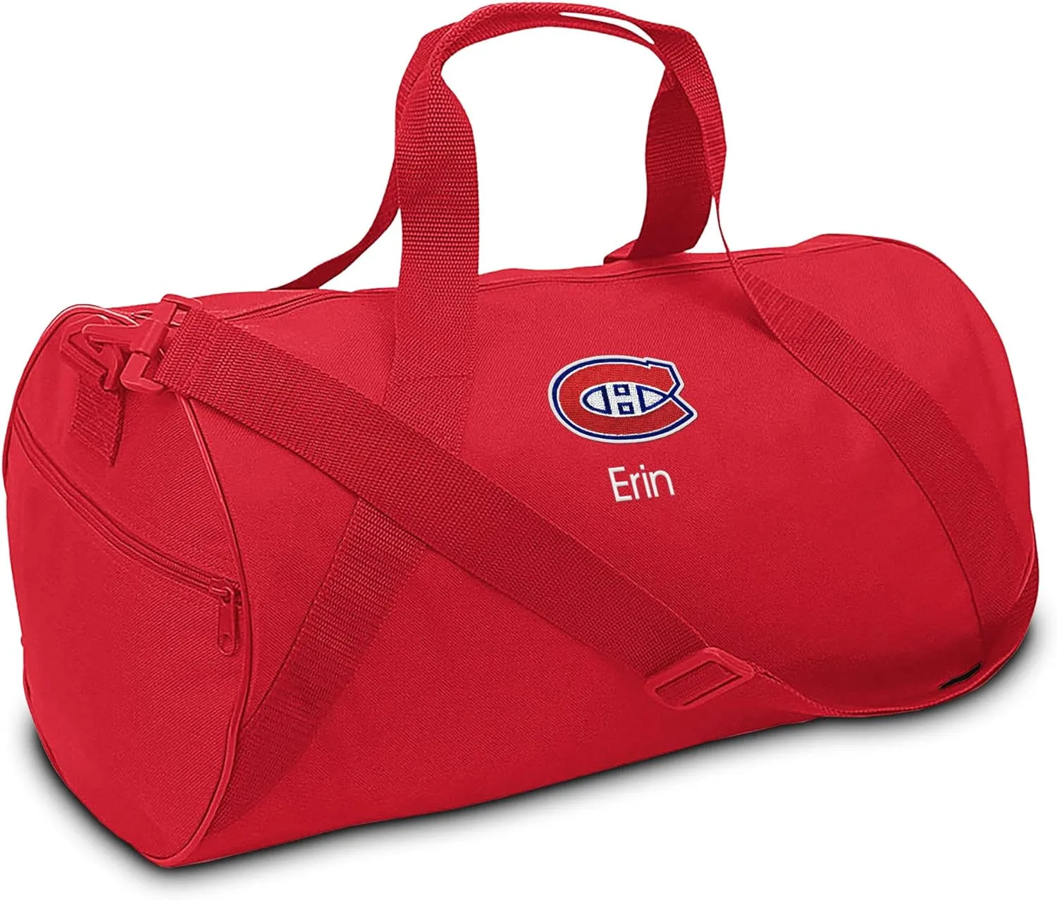 Montreal Canadiens Personalized Youth Duffel Bag, Officially Licensed (Red)